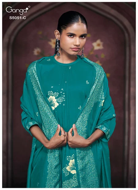 Mysha 5051 By Ganga Cotton Satin Printed Dress Material